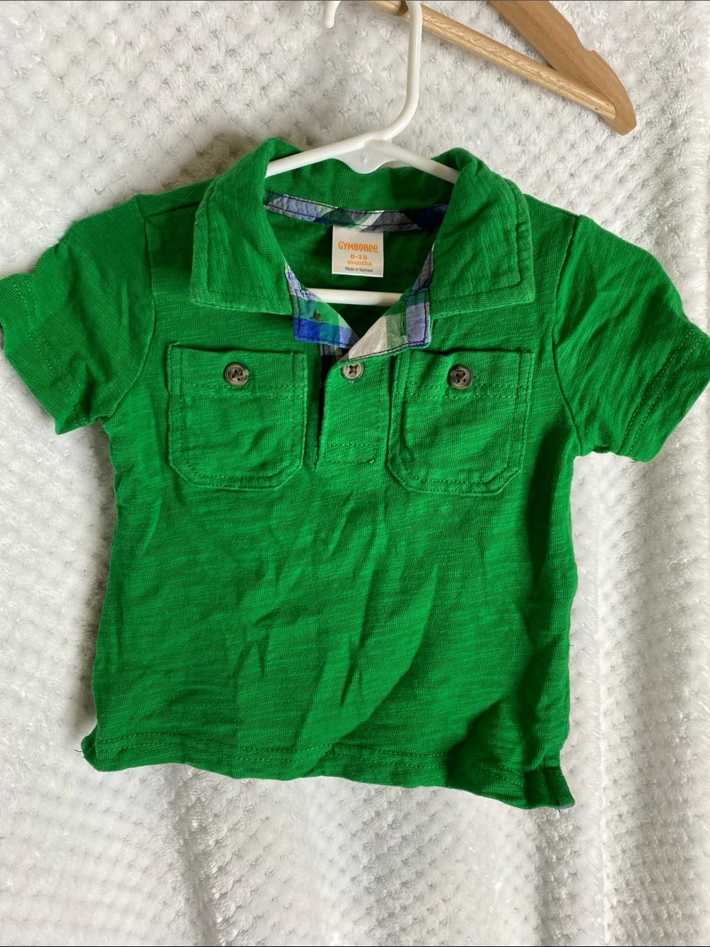 Vintage Gymboree Bright Green Polo Shirt with Buttoned Chest Pockets